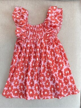 ZARA Girls' Floral Ruffle Sundress - Pink & Coral